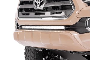LED Light Bar - Rough Country - Single Row, Cool White DRL - Black